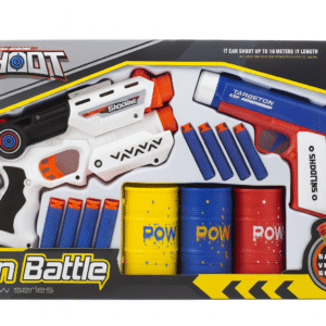 Dual Blaster Foam Dart Gun Battle Set with Targets & Barrels
