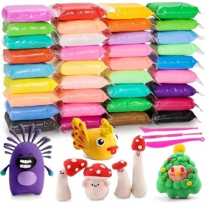 A set of 48 soft, lightweight, non-toxic magic clays