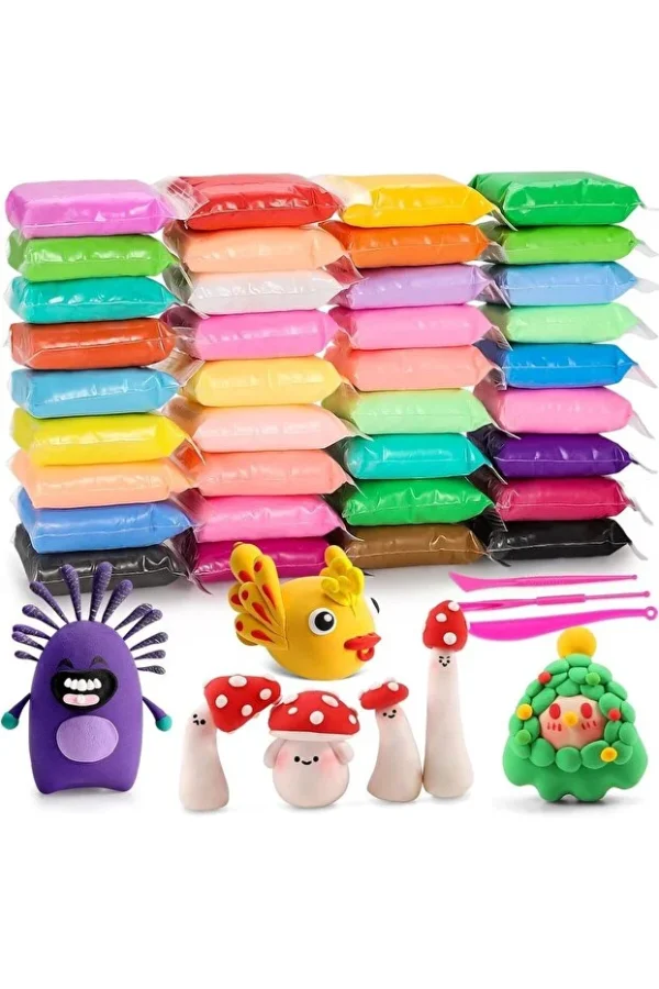 A set of 48 soft, lightweight, non-toxic magic clays