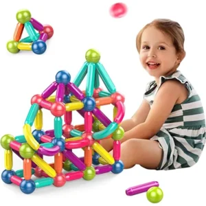 Building set of magnetic sticks and balls, 37 pieces