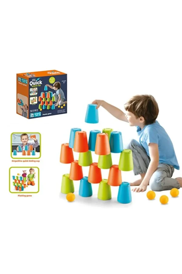 24-piece stacking and nesting cup building set