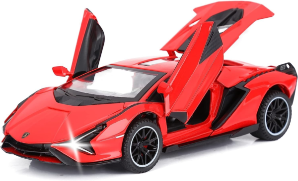 Diecast Metal Sports Car Model with Opening Scissor Doors & LED Lights